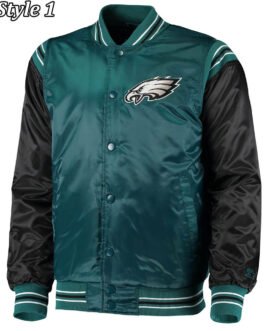 Philadelphia Eagles Varsity Black and Green Satin Jacket