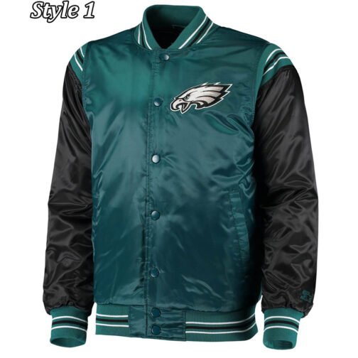 Philadelphia Eagles Varsity Black and Green Satin Jacket