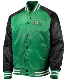 Philadelphia Eagles Lead Off Green/Black Satin Jacket