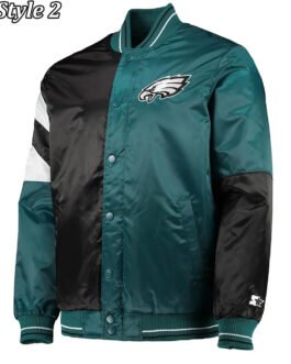 Philadelphia Eagles Varsity Black and Green Satin Jacket