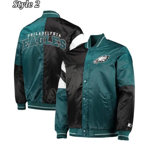 Philadelphia Eagles Varsity Black and Green Satin Jacket - Image 8