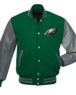 Philadelphia Eagles Green and White Letterman Jacket