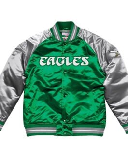 Philadelphia Eagles Green and Silver Varsity Satin Jacket