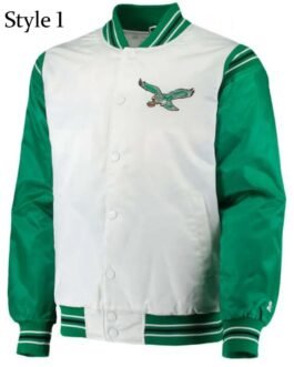 Renegade Philadelphia Eagles Starter Satin Green and White Jacket