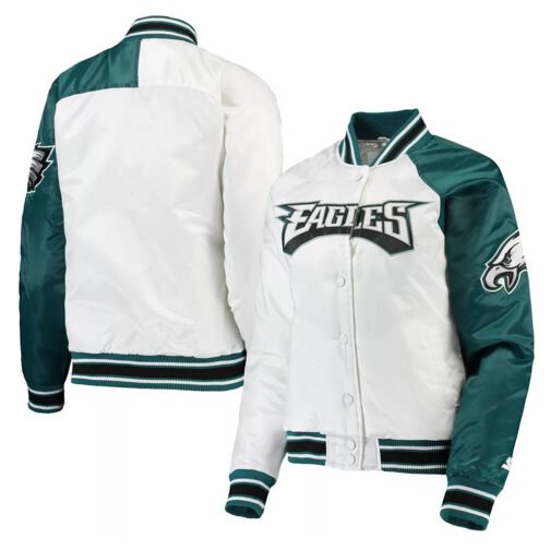 Philadelphia Eagles Hometown White/Midnight Green Satin Jacket - Image 3