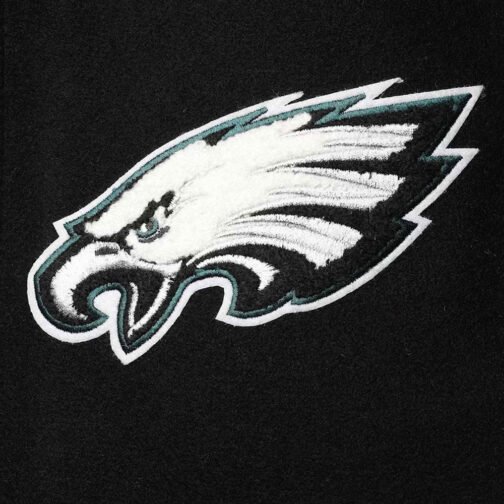 Philadelphia Eagles Logo Black and White Letterman Jacket - Image 4