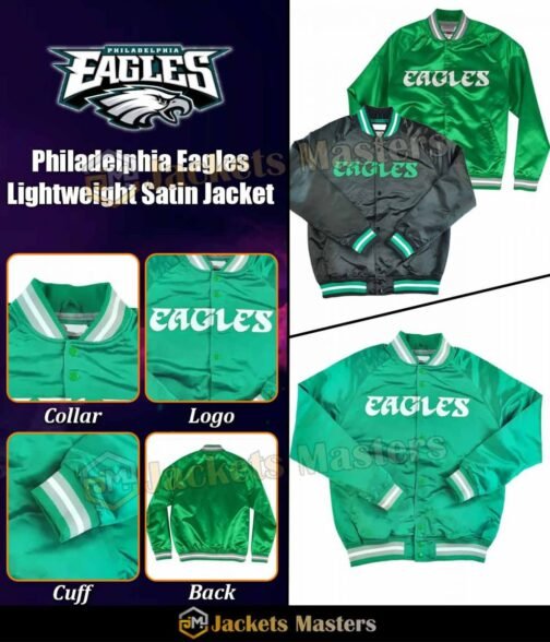Philadelphia Eagles Lightweight Satin Jacket - Image 8