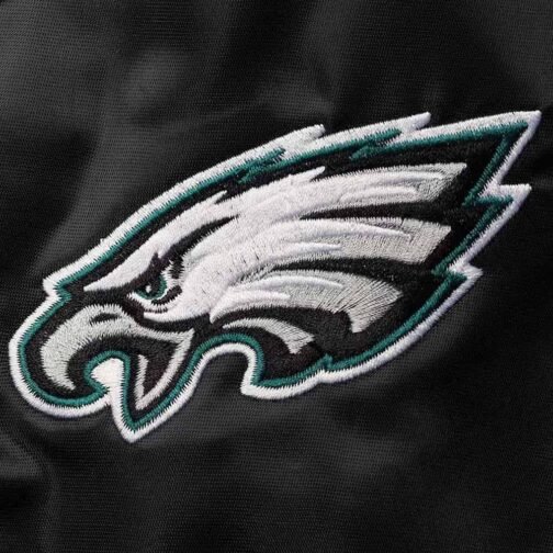 Philadelphia Eagles Locker Room Black Satin Jacket - Image 4
