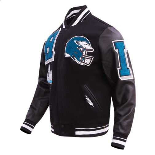 Philadelphia Eagles Mashup Rib Varsity Wool/Leather Jacket - Image 3