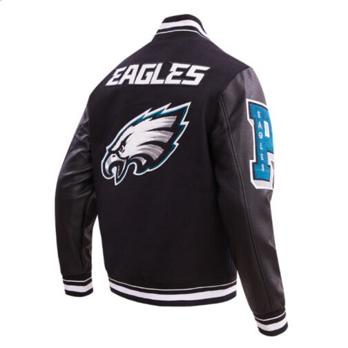 Philadelphia Eagles Mashup Rib Varsity Wool/Leather Jacket - Image 4