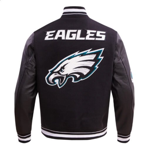 Philadelphia Eagles Mashup Rib Varsity Wool/Leather Jacket - Image 2