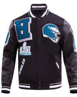 Philadelphia Eagles Mashup Rib Varsity Wool/Leather Jacket