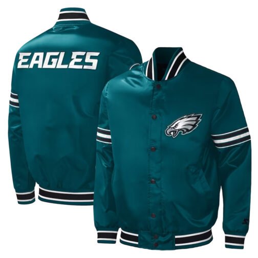 Philadelphia Eagles Midfield Green Satin Jacket - Image 3