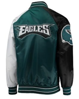Philadelphia Eagles Green The Reliever Satin Jacket