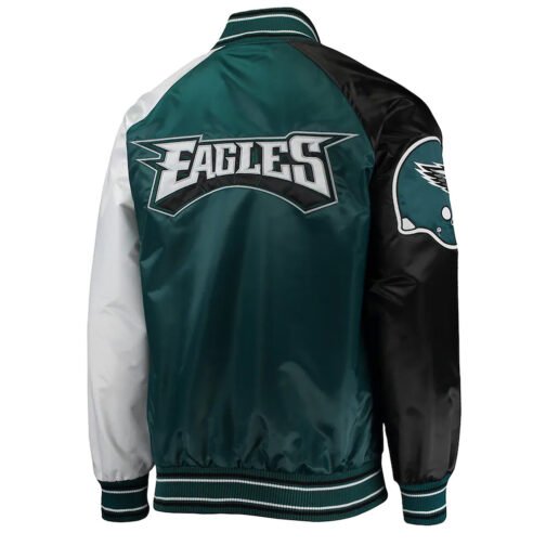 Philadelphia Eagles Green The Reliever Satin Jacket - Image 2