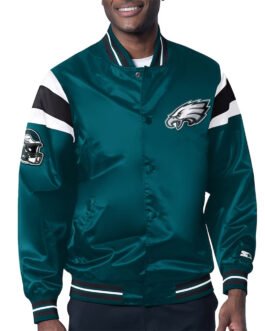 Philadelphia Eagles Midweight Midnight Green Satin Jacket