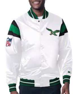 Philadelphia Eagles Midweight White Satin Jacket