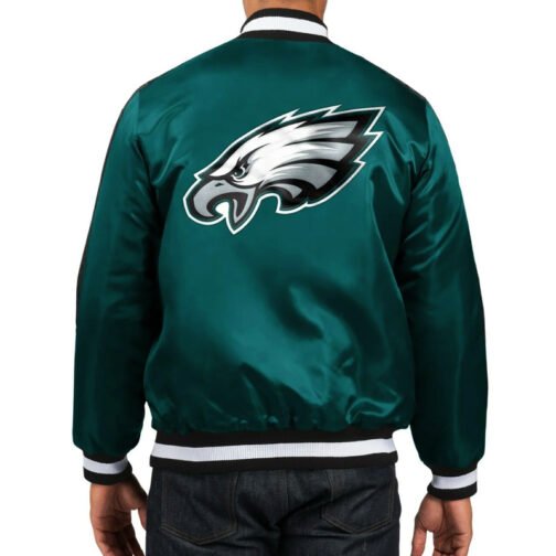Philadelphia Eagles O-Line Green Satin Jacket - Image 2