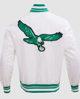 Philadelphia Eagles Retro Classic White Rib Satin Jacket