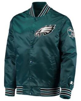 The Diamond Retro Philadelphia Eagles Green Satin Jacket