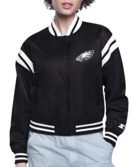 Philadelphia Eagles Printed Logo Varsity Satin Jacket