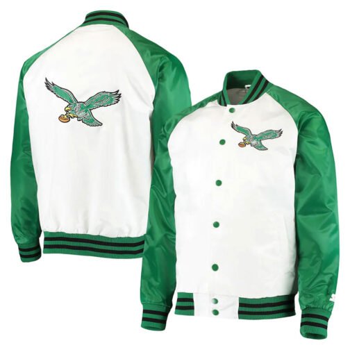 White/Kelly Green Philadelphia Eagles Clean Up Throwback Jacket - Image 4
