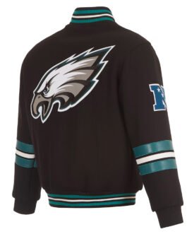 Philadelphia Eagles Striped Black Varsity Wool Jacket