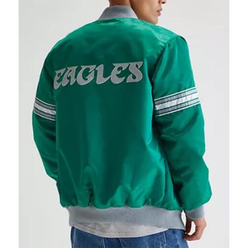 Philadelphia Eagles Kelly Green Striped Satin Jacket - Image 2