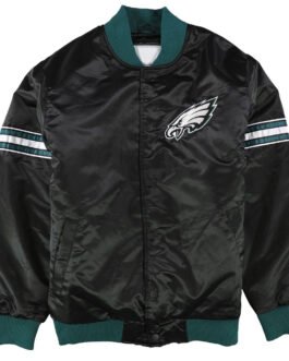 Philadelphia Eagles Track Black Satin Jacket