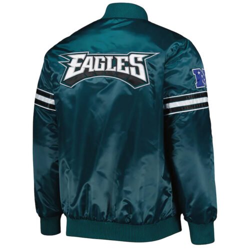 Philadelphia Eagles The Pick and Roll Midnight Green Satin Jacket - Image 2