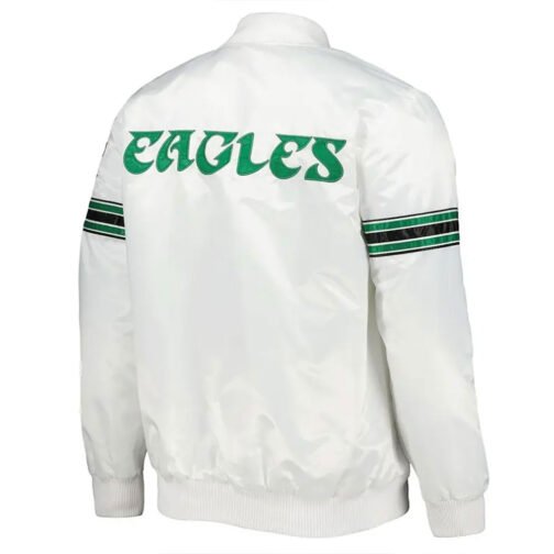 Philadelphia Eagles The Power Forward White Satin Jacket - Image 2