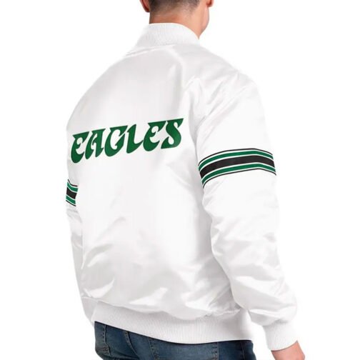 Philadelphia Eagles The Power Forward White Satin Jacket - Image 4