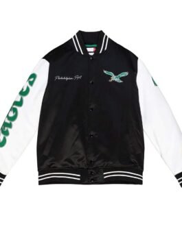 Throwback 2-Tone Philadelphia Eagles Varsity Satin Jacket