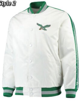 White Philadelphia Eagles Throwback D-Line Jacket