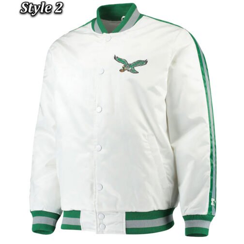 White Philadelphia Eagles Throwback D-Line Jacket - Image 2