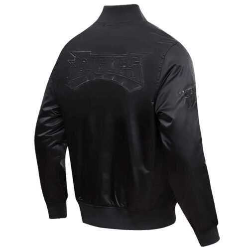 Philadelphia Eagles Triple Black Satin Jacket - Image 2