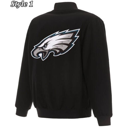 Varsity Philadelphia Eagles Black Wool Jacket - Image 3