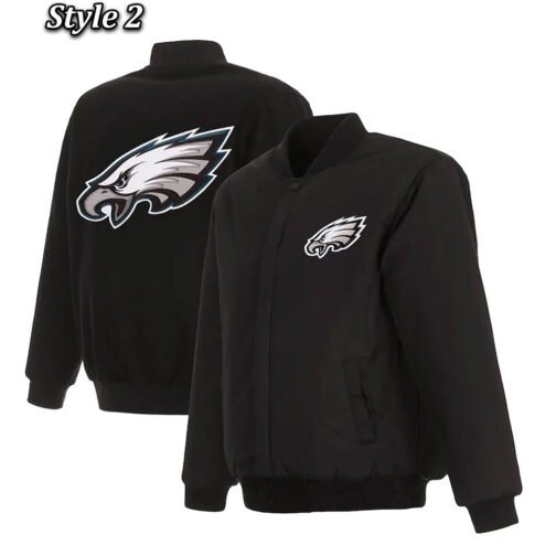 Philadelphia Eagles Varsity Black Wool Jacket - Image 5