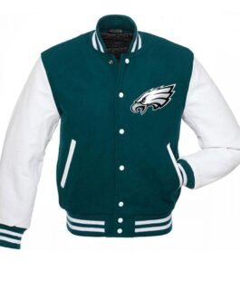 Philadelphia Eagles Green and White Letterman Jacket