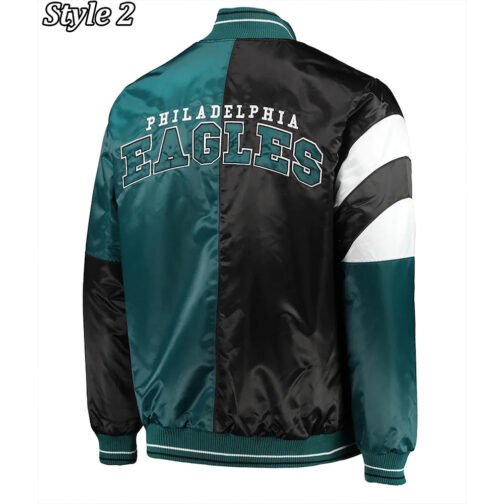 Philadelphia Eagles Varsity Black and Green Satin Jacket - Image 5