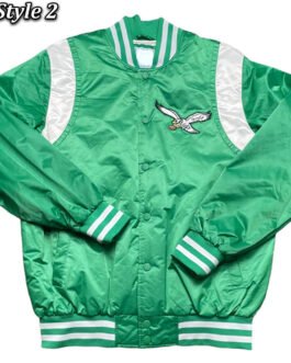 Green Philadelphia Eagles Varsity Teddy Satin Jacket
