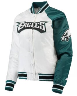 Philadelphia Eagles Hometown White/Midnight Green Satin Jacket