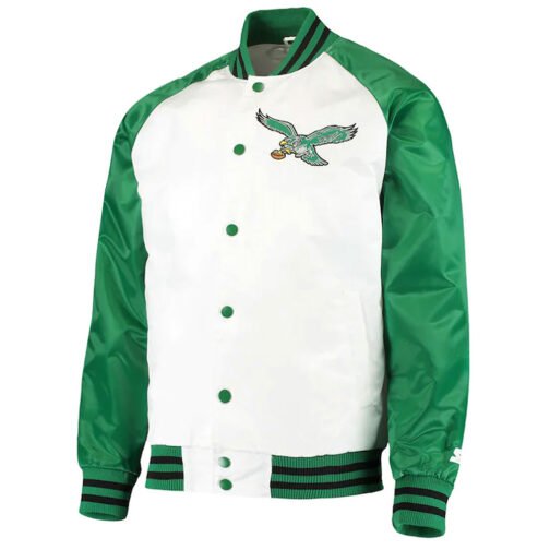 White/Kelly Green Philadelphia Eagles Clean Up Throwback Jacket - Image 3