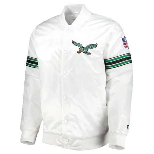 Philadelphia Eagles Striped Satin Jacket - Image 3