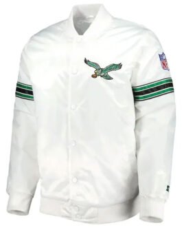 Philadelphia Eagles The Power Forward White Satin Jacket