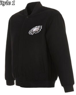 Varsity Philadelphia Eagles Black Wool Jacket