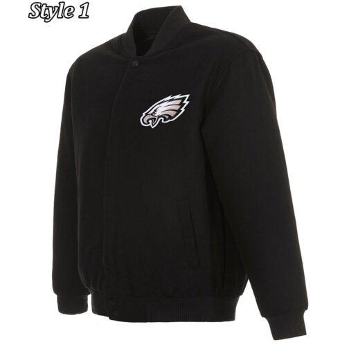 Varsity Philadelphia Eagles Black Wool Jacket