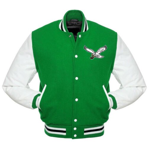 Philadelphia Eagles Vintage Varsity Green and White Jacket - Image 3