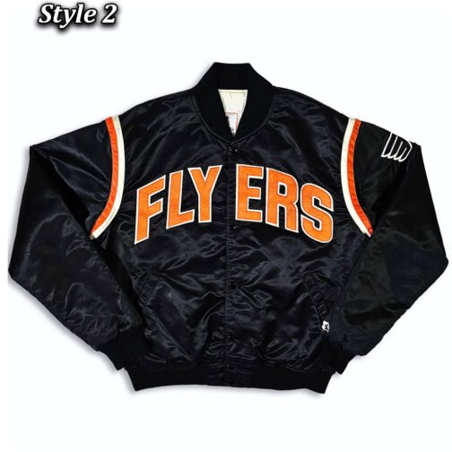 Philadelphia Flyers 80’s Black Bomber Jacket - Image 2