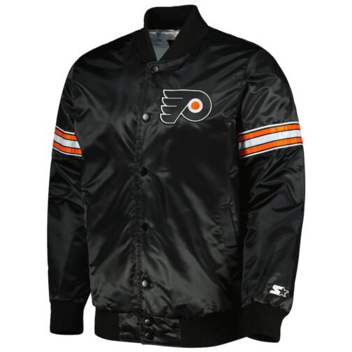 Philadelphia Flyers Orange and Black Satin Jacket - Image 2